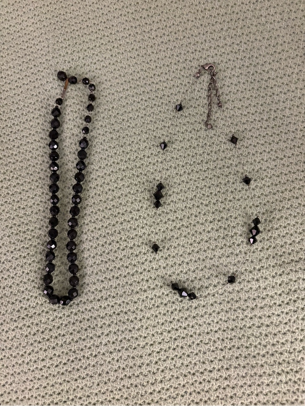 Black Faceted Bead Necklace Set - Elegant Women's Jewelry